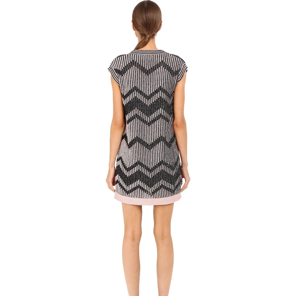 M Missoni Bicolor Chevron V-Neck Knit Dress - Picture 2 of 6